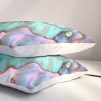 Glowing Cotton Candy Pink & Green Abalone Mother of Pearl Pillow Sham Gallery Image 3