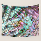 Glowing Cotton Candy Pink & Green Abalone Mother of Pearl Wall Tapestry Gallery Image 4