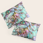 Glowing Cotton Candy Pink & Green Abalone Mother of Pearl Pillow Sham Gallery Image 3