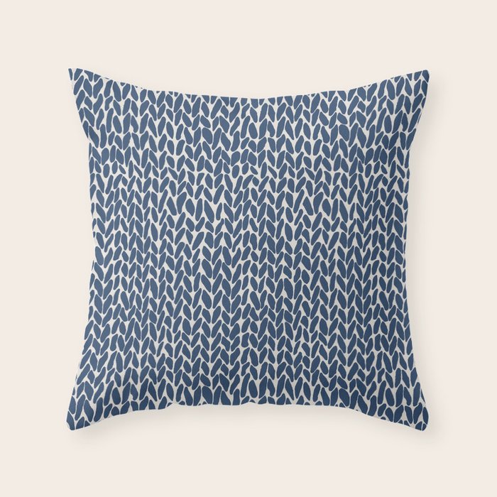 Hand Knit Navy Throw Pillow Gallery Image 1