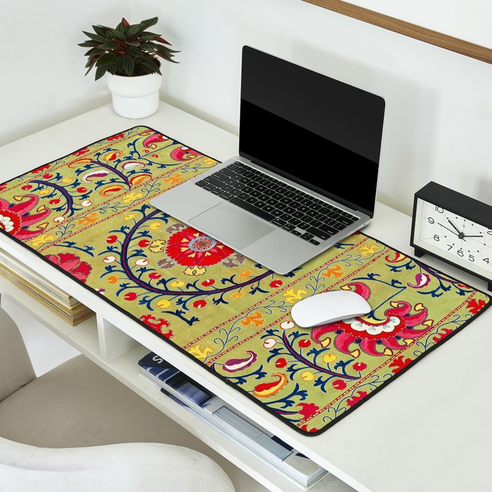 Lakai Suzani Uzbekistan Floral Embroidery Print Desk Mat Gallery Image 2