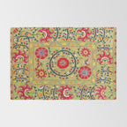 Lakai Suzani Uzbekistan Floral Embroidery Print Rug Gallery Image 2