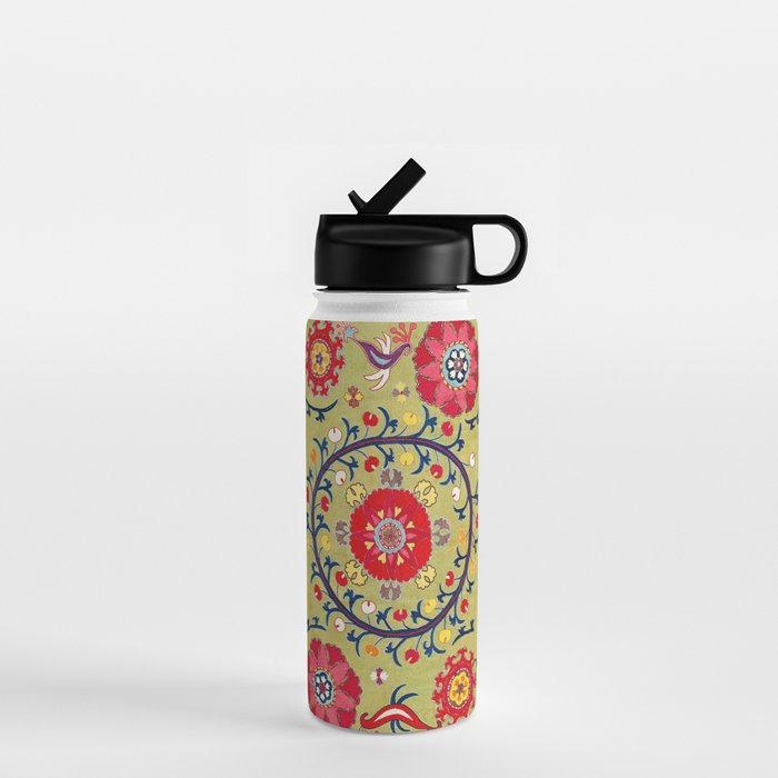 Lakai Suzani Uzbekistan Floral Embroidery Print Water Bottle Gallery Image 1