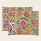 Lakai Suzani Uzbekistan Floral Embroidery Print Placemat Gallery Image 1