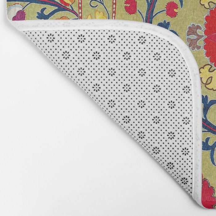Lakai Suzani Uzbekistan Floral Embroidery Print Bath Mat Gallery Image 2