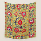 Lakai Suzani Uzbekistan Floral Embroidery Print Wall Tapestry Gallery Image 4