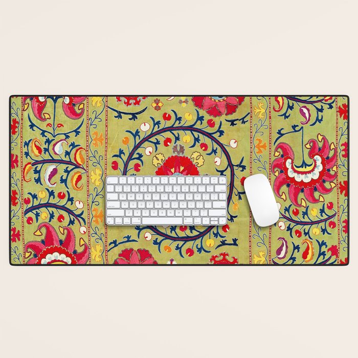 Lakai Suzani Uzbekistan Floral Embroidery Print Desk Mat Gallery Image 1