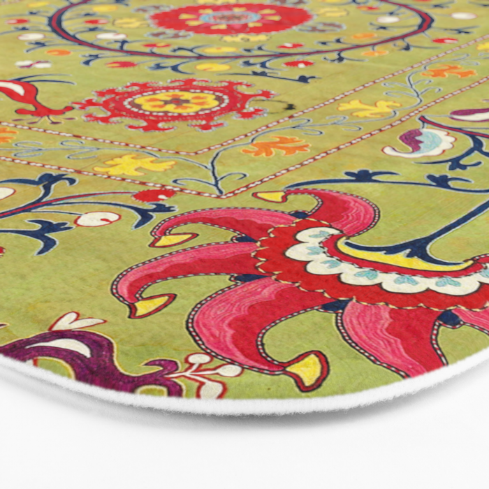 Lakai Suzani Uzbekistan Floral Embroidery Print Bath Mat Gallery Image 3