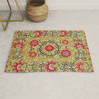 Lakai Suzani Uzbekistan Floral Embroidery Print Rug Gallery Image 1