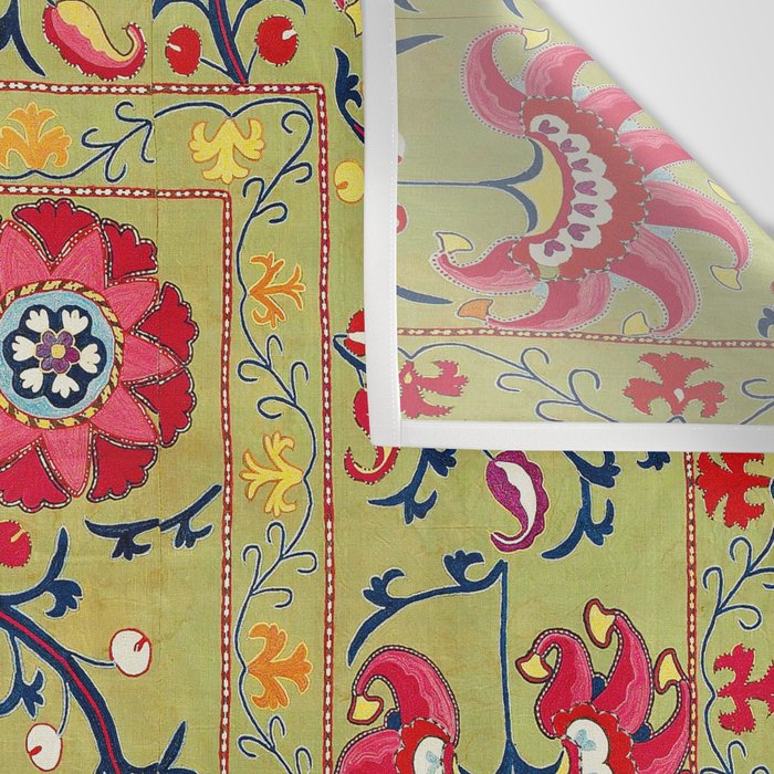Lakai Suzani Uzbekistan Floral Embroidery Print Wall Tapestry Gallery Image 3