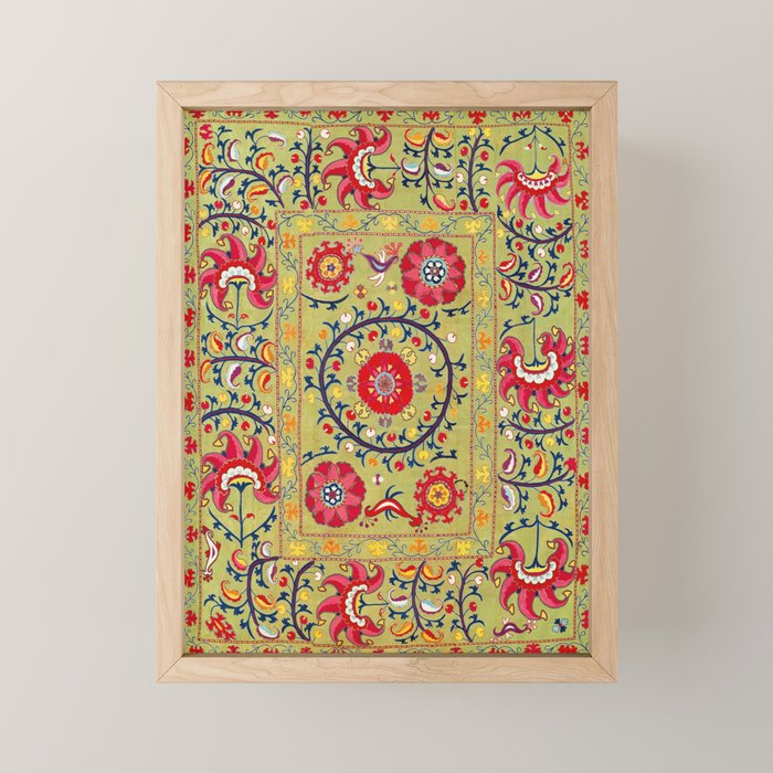 Lakai Suzani Uzbekistan Floral Embroidery Print Mini Art Print Gallery Image 1