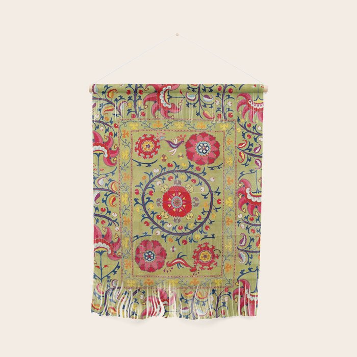 Lakai Suzani Uzbekistan Floral Embroidery Print Wall Hanging Gallery Image 1
