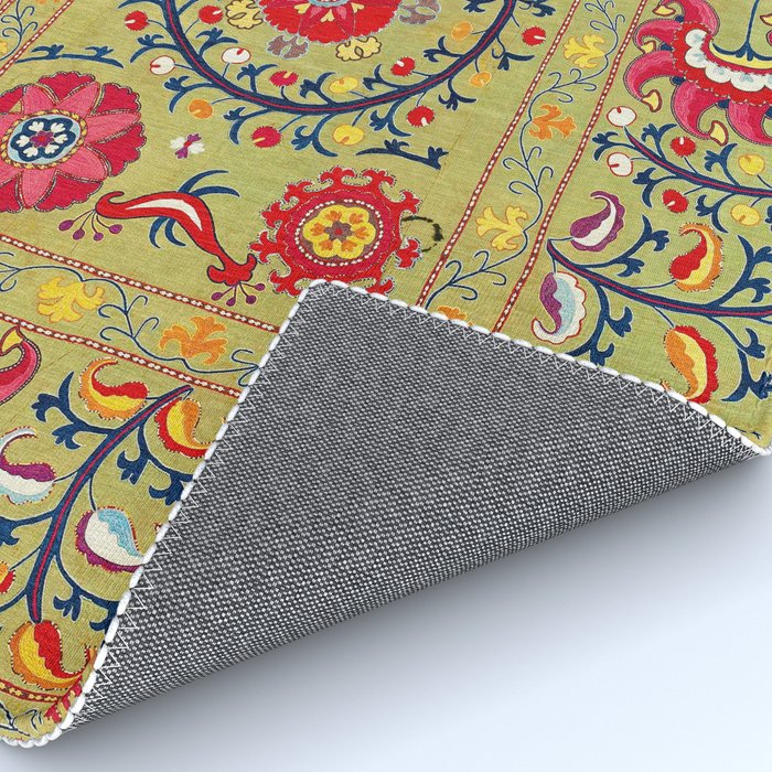 Lakai Suzani Uzbekistan Floral Embroidery Print Rug Gallery Image 4