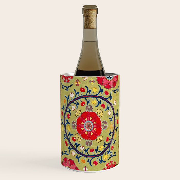 Lakai Suzani Uzbekistan Floral Embroidery Print Wine Chiller Gallery Image 1