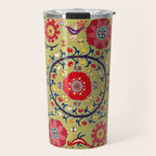 Lakai Suzani Uzbekistan Floral Embroidery Print Travel Mug Gallery Image 1