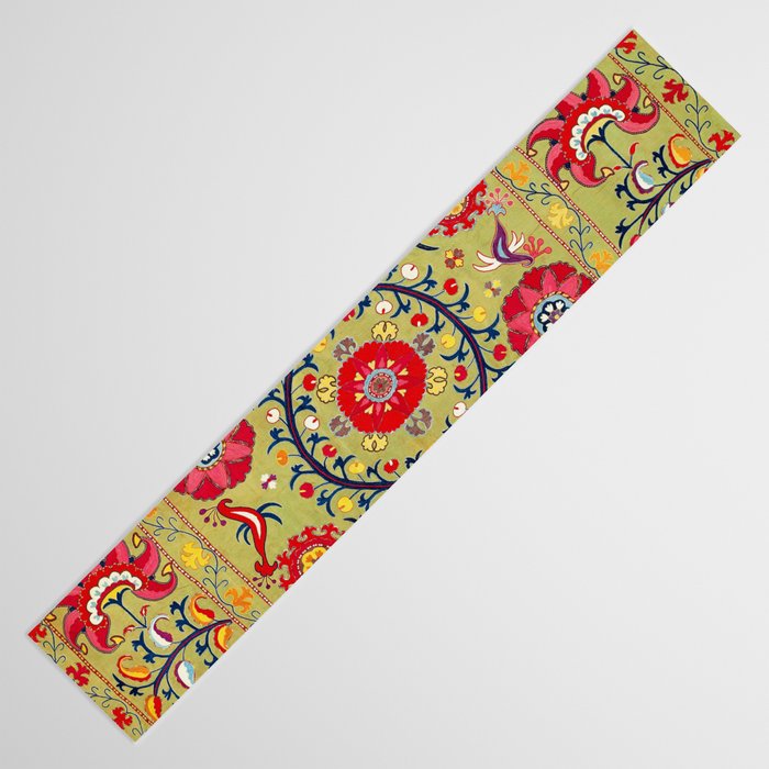 Lakai Suzani Uzbekistan Floral Embroidery Print Table Runner Gallery Image 3
