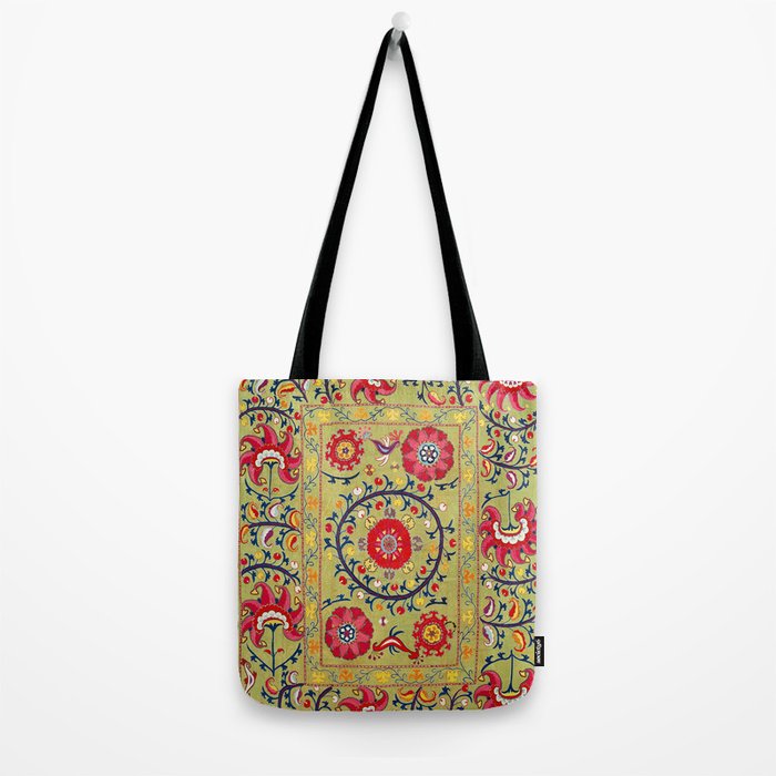 Lakai Suzani Uzbekistan Floral Embroidery Print Tote Bag Gallery Image 2