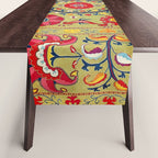 Lakai Suzani Uzbekistan Floral Embroidery Print Table Runner Gallery Image 1