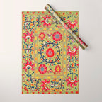 Lakai Suzani Uzbekistan Floral Embroidery Print Wrapping Paper Gallery Image 1