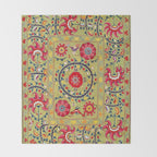 Lakai Suzani Uzbekistan Floral Embroidery Print Throw Blanket Gallery Image 2