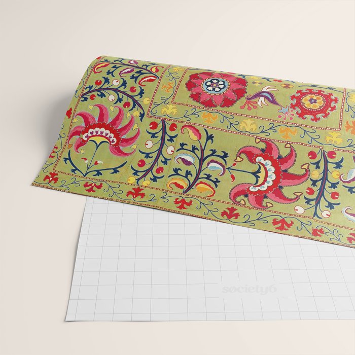 Lakai Suzani Uzbekistan Floral Embroidery Print Wrapping Paper Gallery Image 2