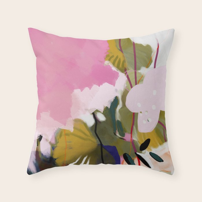 abstract jungle leaves Throw Pillow Gallery Image 6