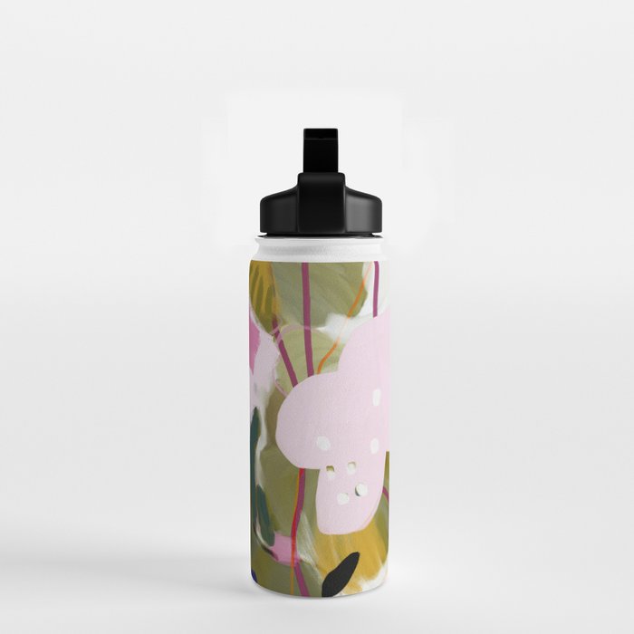abstract jungle leaves Water Bottle Gallery Image 2