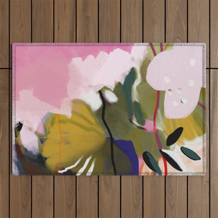 abstract jungle leaves Outdoor Rug Gallery Image 1