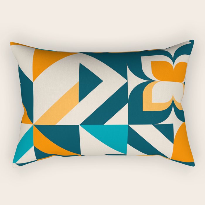 Modern Geometric flowers pattern Rectangular Pillow Gallery Image 1