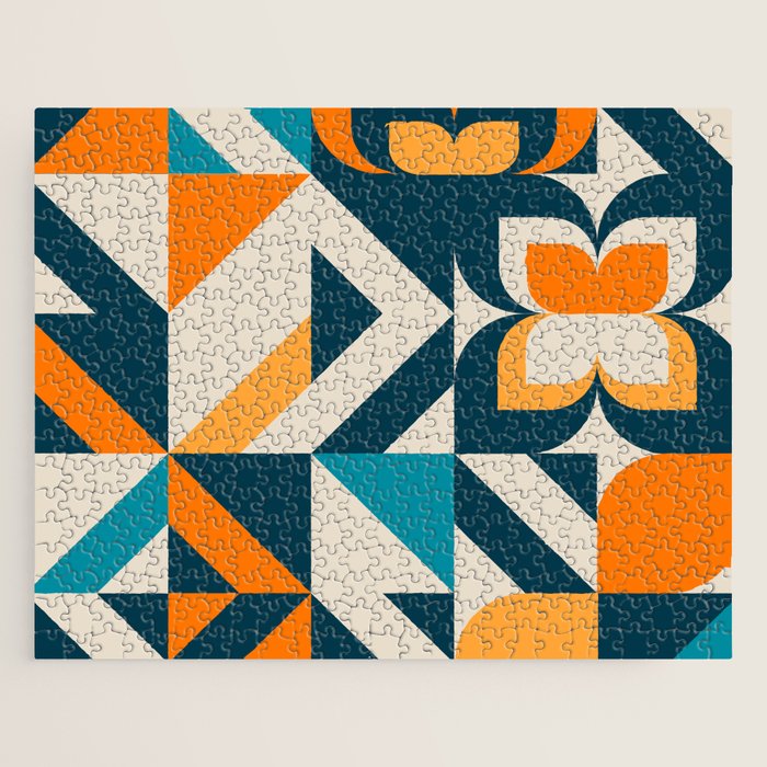 Modern Geometric flowers pattern Jigsaw Puzzle Gallery Image 1