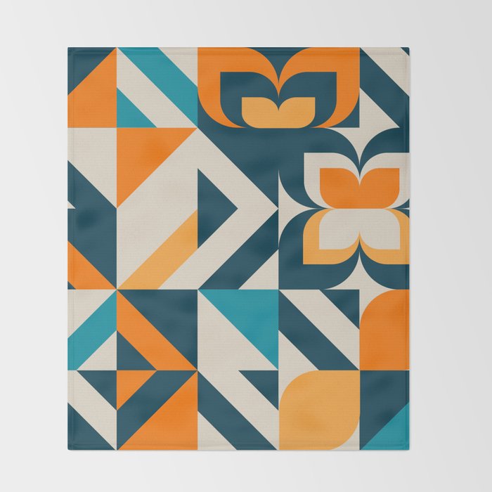 Modern Geometric flowers pattern Throw Blanket Gallery Image 2