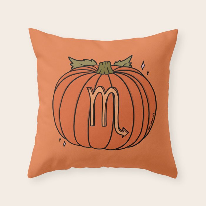 Scorpio Pumpkin Throw Pillow Gallery Image 1