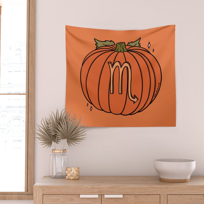 Scorpio Pumpkin Wall Tapestry Gallery Image 2