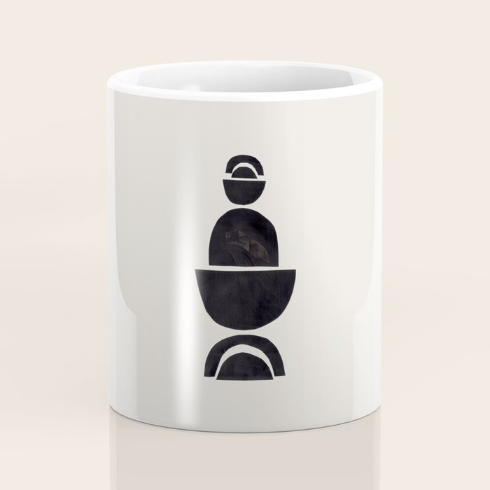 Black & White Minimalist Mid Century Paper collage Funky Black Ink Tribal Geometric by Ejaaz Haniff Coffee Mug Gallery Image 4