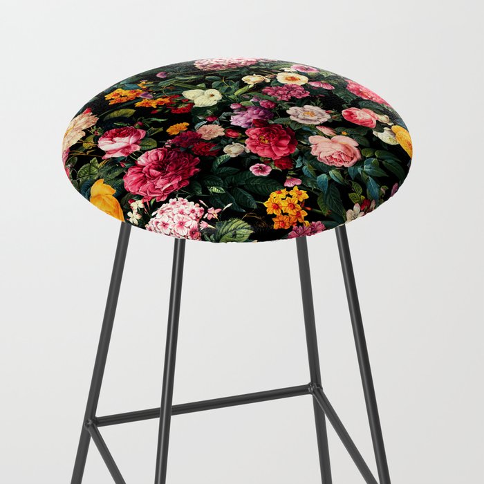 Floral D - Red, Pink, Yellow, Green, Black Baroque Floral Blossom Stool Gallery Image 2