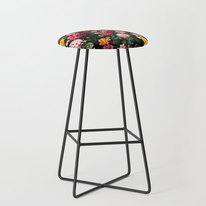 Floral D - Red, Pink, Yellow, Green, Black Baroque Floral Blossom Stool Gallery Image 1