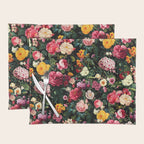 Floral D - Red, Pink, Yellow, Green, Black Baroque Floral Blossom Placemat Gallery Image 1