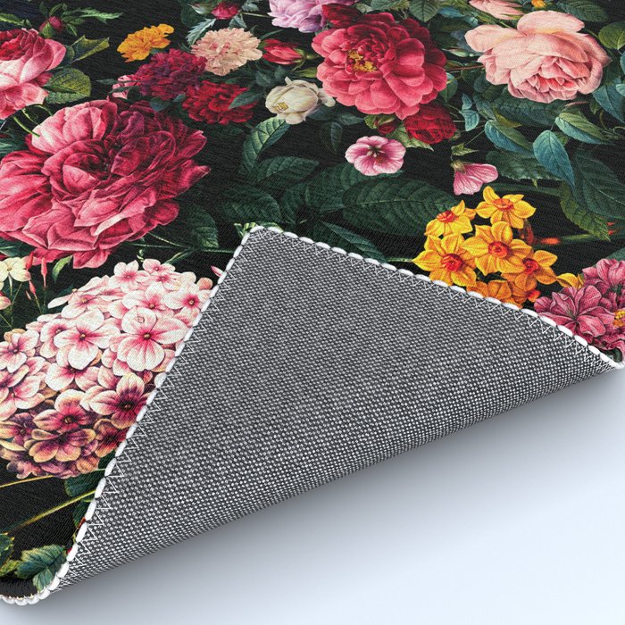 Floral D - Red, Pink, Yellow, Green, Black Baroque Floral Blossom Rug Gallery Image 4
