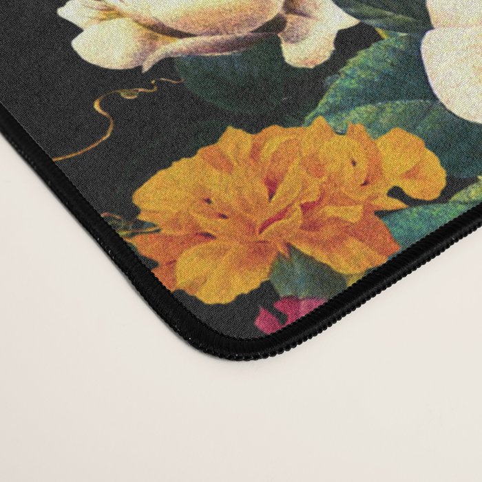 Floral D - Red, Pink, Yellow, Green, Black Baroque Floral Blossom Desk Mat Gallery Image 4
