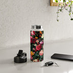 Floral D - Red, Pink, Yellow, Green, Black Baroque Floral Blossom Water Bottle Gallery Image 5