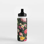 Floral D - Red, Pink, Yellow, Green, Black Baroque Floral Blossom Water Bottle Gallery Image 2