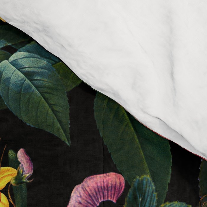 Floral D - Red, Pink, Yellow, Green, Black Baroque Floral Blossom Comforter Gallery Image 4