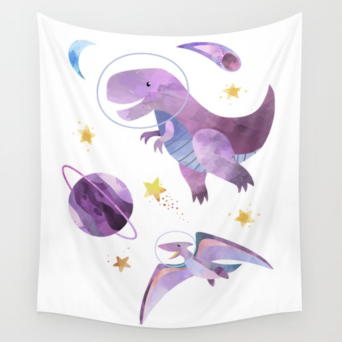 Space T-Rex Dinosaur in Pink Wall Tapestry Gallery Image 1
