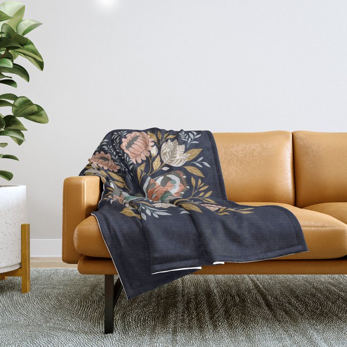 William Morris Butterfly - Midnight Garden Throw Blanket Gallery Image 1