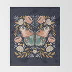 William Morris Butterfly - Midnight Garden Throw Blanket Gallery Image 2