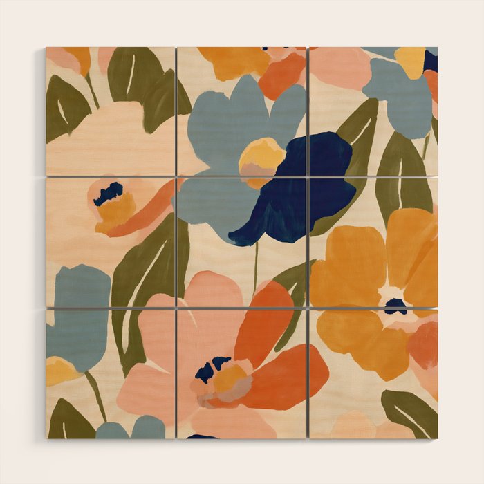 Soft Abstract Floral Garden II Wood Wall Art Gallery Image 1