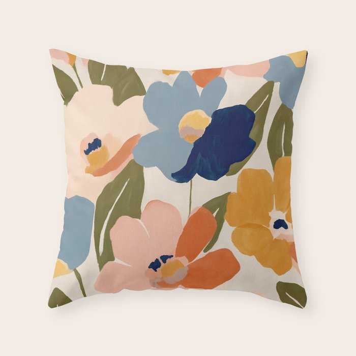 Soft Abstract Floral Garden II Throw Pillow Gallery Image 6