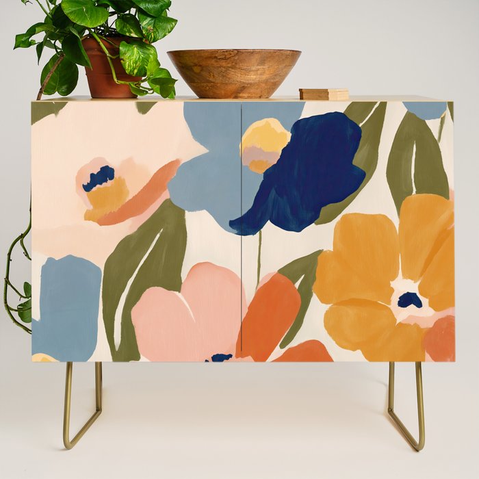Soft Abstract Floral Garden II Credenza Gallery Image 1