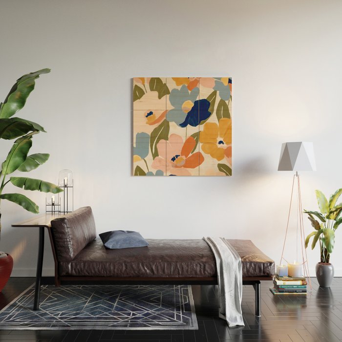 Soft Abstract Floral Garden II Wood Wall Art Gallery Image 2