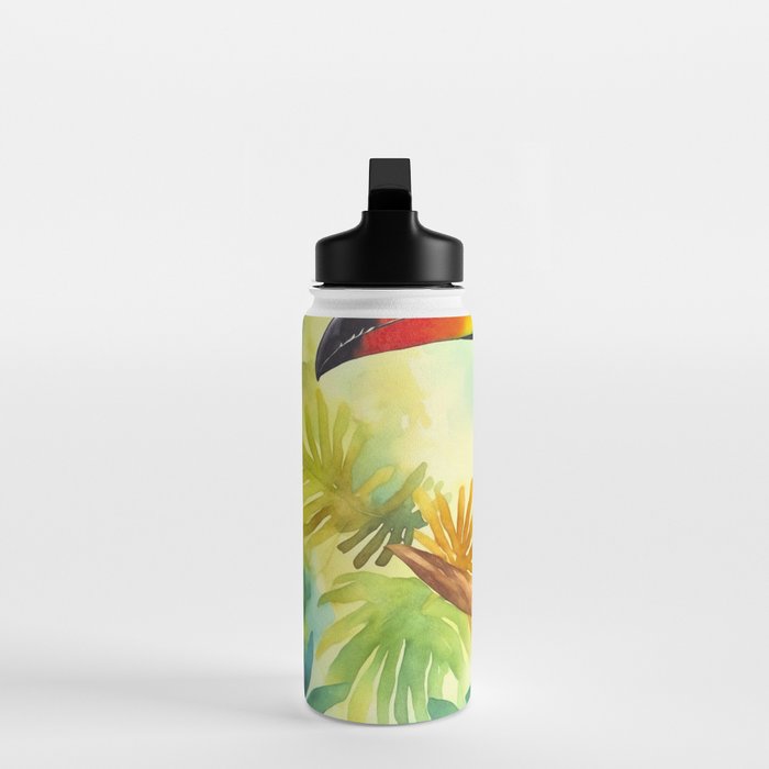 Toucans Tropical Paradise Watercolor Art Water Bottle Gallery Image 3